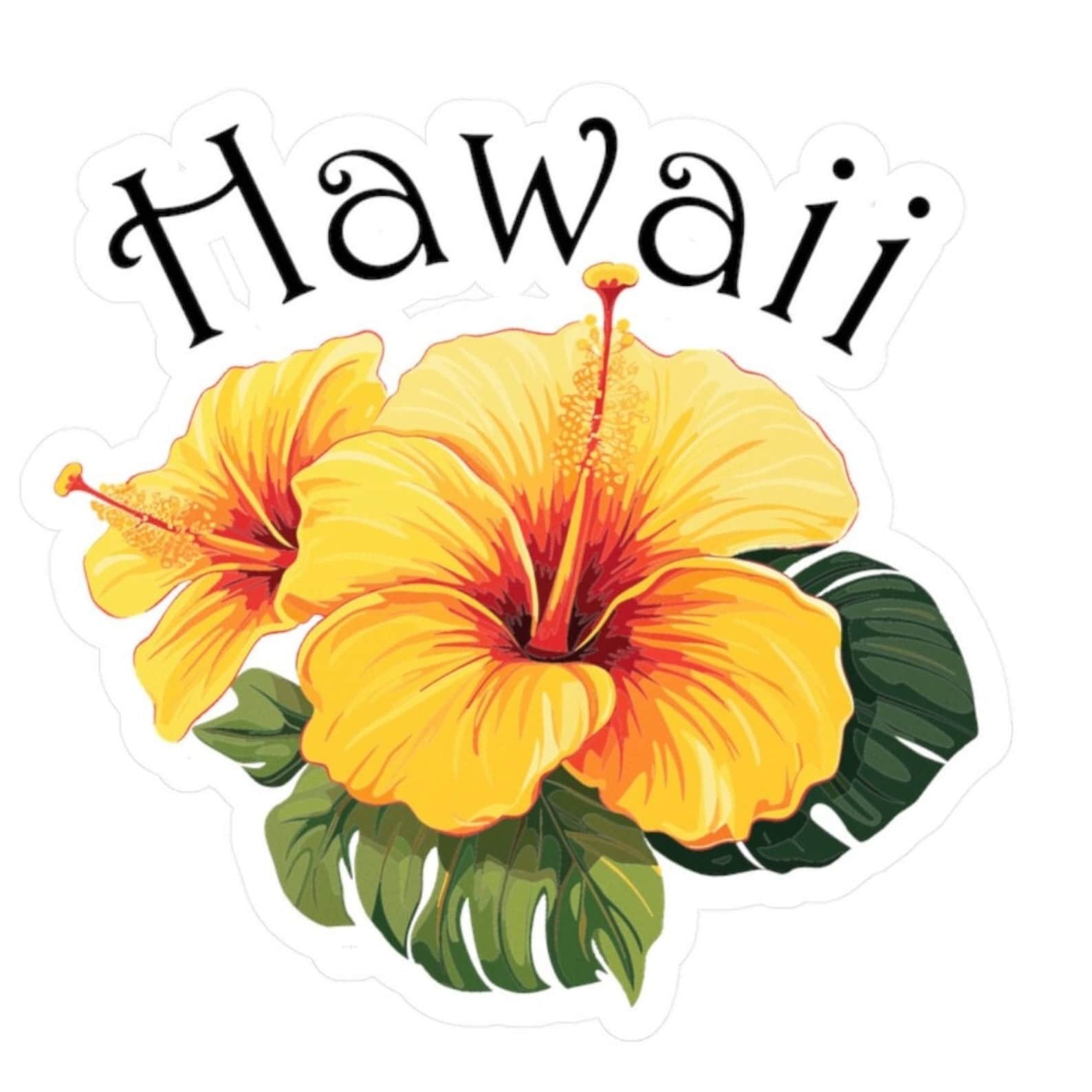 Hawaii Sticker Hawaii State Flower Sticker - Vibrant Yellow Hawaiian Hibiscus - Island ...