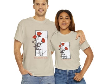 Beautiful rose t-shirt, Florens Rosa (Blooming Rose) - Unisex Heavy Cotton Tee