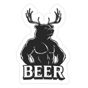 BEER - hert + beer - transparante buitenstickers, gestanst, 1 stuk | Berenliefhebber, Craft Beer Life, twee van de beste