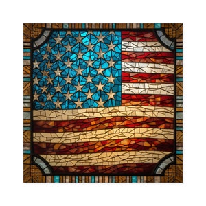 Stained Glass Style Amerikanische Flagge Aufkleber | Sternenbanner, USA, patriotisch, Unabhängigkeit, 4.Juli, Merica, Wasserflasche, Laptop, USA