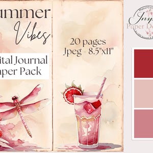 Summer Vibes digitale dagboekpagina's, 20 hoogwaardige 300 dpi jpg-dagboekpaginabestanden van hoge kwaliteit, ontworpen voor tijdschriften, plakboeken en meer.