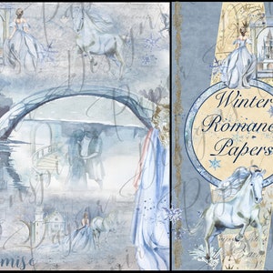 Digital Papers, Winter Romance,  for Photo Albums, scrap books and Journals,  Printable, Digital Download