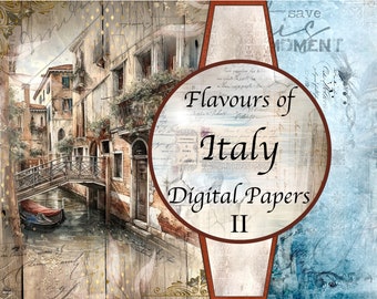 Digital Papers, Flavours of Italy II, For DIY Scrapbooking, Photo Albums, Journal pages and making Greeting Cards.