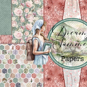 Digital Papers, Dreamy Summer Theme, For DIY Scrapbooking, Photo Albums, Journal pages, Card Making