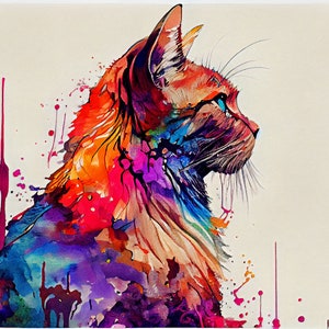 De kat in Chinese inkt stijl - Digital Art Print, AI Generated, Wall Art, AI Art, Digital Download, Home Decor, Printable.