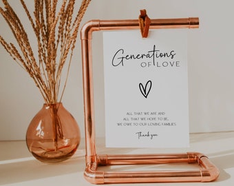 Generations of Love Wedding Sign Template (5x7 & 8x10) (Digital Download)