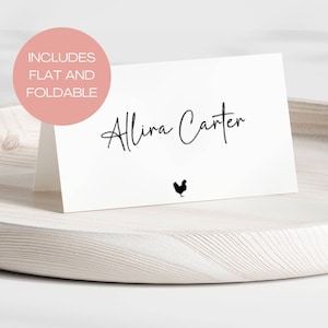 Cartões de lugar de casamento, escolha de refeição impressa, modelo de cartão de lugar, cartão de lugar com ícones de comida, ícones indicadores de refeição, plano e tenda FLD069 2x3,5"