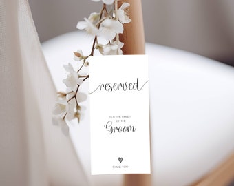 Reserved Wedding Seat Tag: Family of Groom/Bride (Templett Digital Download)