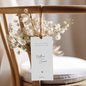 Reserved Seat Tag Mother of the Groom, Reserved Card Template, Reserved Sign, Chair Tag Wedding Sign, Wedding Pew Sign  FLD069 - 4x8”