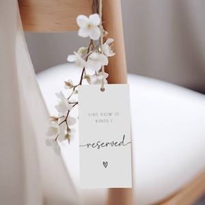 Reserved Seat Tag, Wedding Reserved Signs, Reserved Chair Tag, Templett Instant Download, Reserved Row, Wedding Ideas FLD069 - 4x8”
