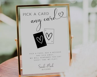 Playing Cards Wedding Guest Book Sign, Sign Our Guest Book, Wedding Sign Template, Guestbook Sign for Playing Cards FLD001 - 5x7&quot; & 8x10&quot;.