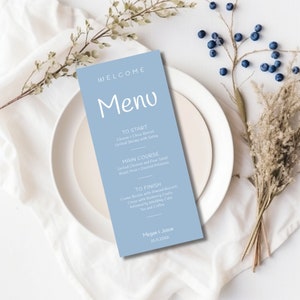 Handwritten Wedding Menu Template, Plain Wedding Menu, Handwritten Wedding Place Card, Editable Wedding, Instant Download - FLD065A - 4 x 9&quot;