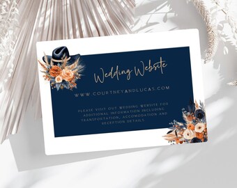 Tarjeta web de boda estilo western: Diseño floral vaquero (descarga digital)