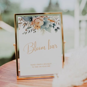 Bouquet Sign Template, Flower Bar Sign, Summer Spring Flowers Wedding Sign,  Editable Printable Template FLD048 - 5 x 7&quot; & 8 x 10&quot;
