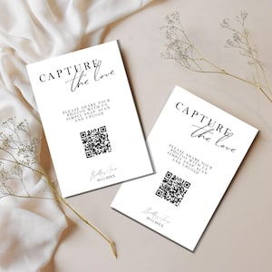 Erobere die Liebe Hochzeit QR-Code Karte, Minimalistische Hochzeit QR-Schild-Vorlage, Hilf uns, die Liebe zu erobern Zeichen FLD100, 4x6", 5x7" und 8x10"