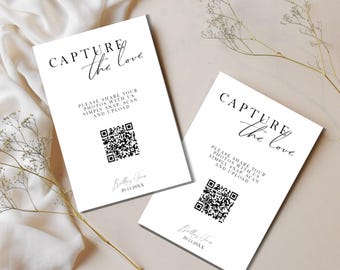 Wedding QR Code Sign: Minimalist Photo Sharing (Digital Download)
