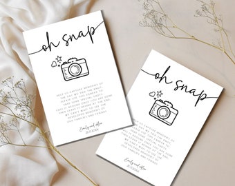 Disposable Camera Wedding Sign Template: Oh Snap Design (Digital Download)