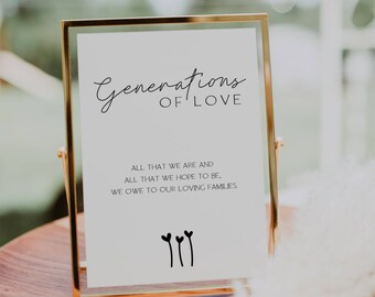 Generations of Love Wedding Sign: Minimalist Family Sign (Digital Download)