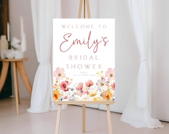 Wildflower Bridal Shower Welcome Sign: Floral Spring Design (Digital Download)