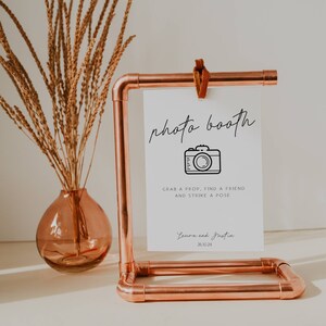 Photo Booth Sign Template, Wedding Photo Guest Book Sign, Wedding Photo Booth Sign, Instant Download, Edit with Templett FLD017 - 5 x 7&quot;.