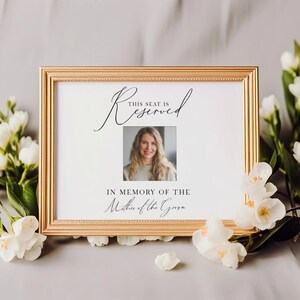 Riservato per il cartello della madre dello sposo, modello di biglietto per posto riservato, cartello per matrimonio riservato, cartello per sedia modificabile in memoria, FLD100 7x5", 10x8"
