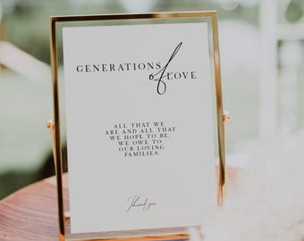 Generations of Love Wedding Sign: Minimalist Printable (5x7 & 8x10)