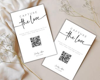 Wedding QR Code Sign: Minimalist Photo Sharing (Digital Download)