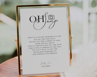 Disposable Camera Wedding Sign: 'Oh Snap' Template (Digital Download)