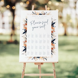 Marine en roest zitplaatsen grafiek teken bewerkbaar, alfabetisch zitplaatsen grafieksjabloon, Instant Download, alfabetische volgorde, bruiloft decor, FLD095