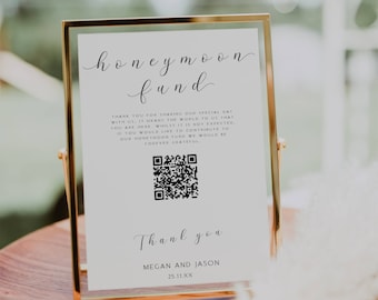 QR Code Honeymoon Fund Sign: Editable Wedding Reception Sign (Digital Download)