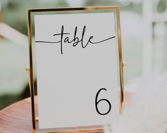 Minimal Table Numbers Template, Instant Download, Reception Wedding, Minimal Wedding Sign, Editable Wedding Sign Template FLD069 - 4x6" 5x7"
