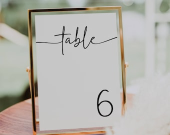 Minimalist Wedding Table Numbers Template: Modern Reception Decor (Digital Download)