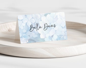 Tarjetas de ubicación para bodas con hortensias: elegante letrero para asientos (descarga instantánea)