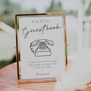 Modèle de plaque de livre d&#39;or audio minimaliste : message téléphonique de mariage (téléchargement numérique)
