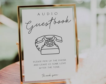 Minimalist Audio Guestbook Sign Template: Wedding Phone Message (Digital Download)