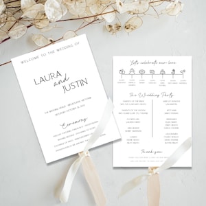 Programa de boda infográfico, tarjeta de ceremonia de evento, abanico plegable - Orden de eventos de la iglesia con línea de tiempo de ícono FLD017 - 5 &quot;x 7&quot;