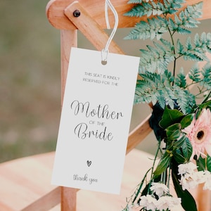 Reserved Row Sign Bride, Reserved Card Template, Reserved Sign, Chair Tag Wedding Sign, Wedding Pew Sign  FLD066 - 4x8”