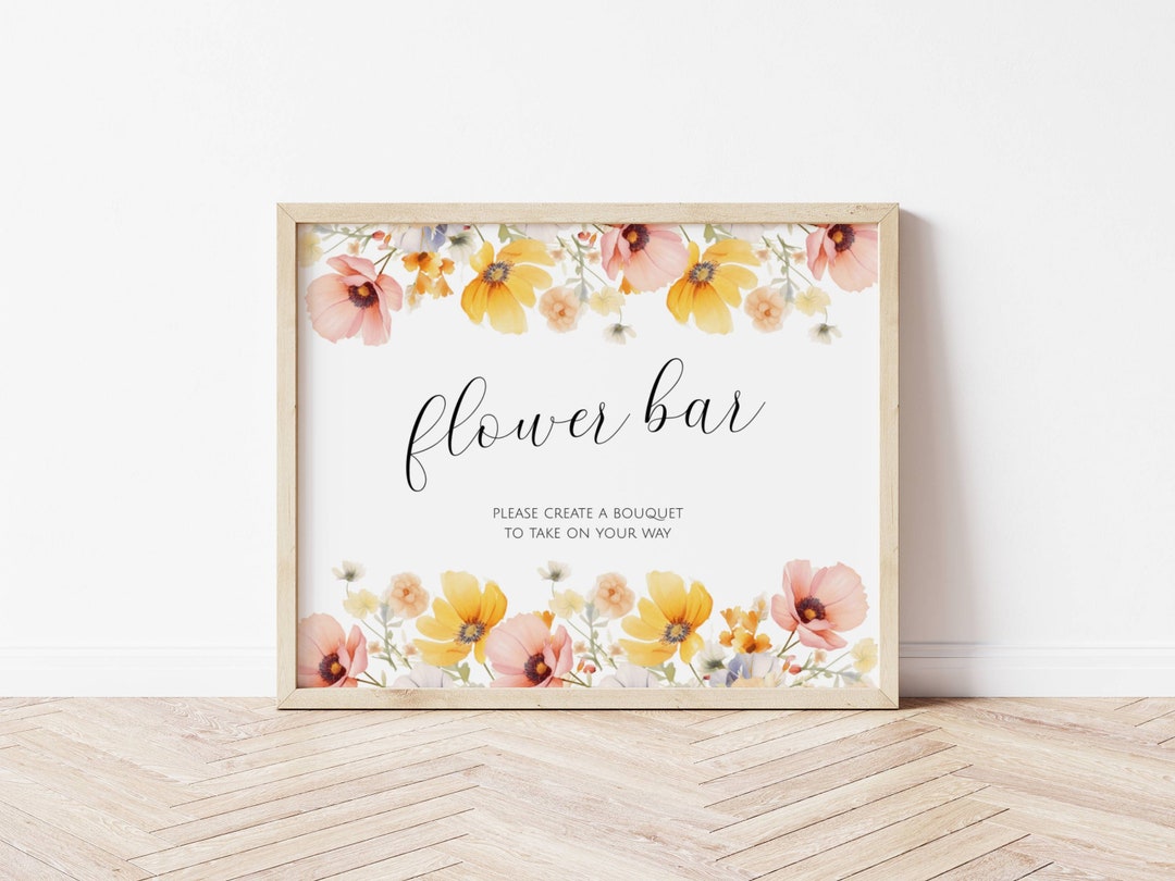 Wildflower Bouquet Sign Template: Spring Wedding Flower Bar (digital ...