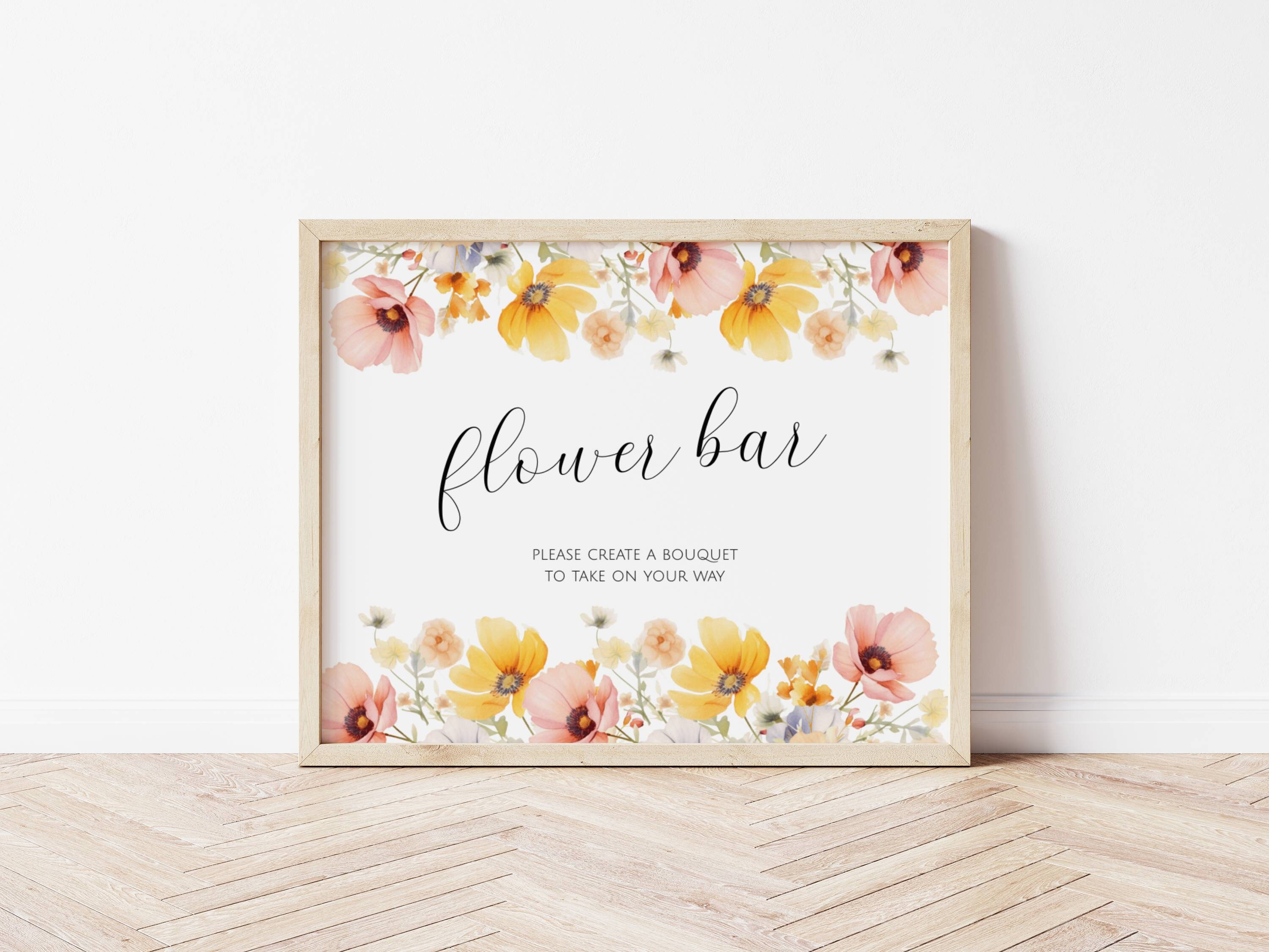 Wildflowers Bouquet Sign Template, Landscape Flower Bar Sign, Summer Spring Wildflowers Wedding Sign  FLD004 - 5 x 7" & 8 x 10"
