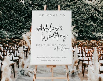 Groom Wedding Welcome Sign: Modern Minimalist, Editable Template (Digital Download)