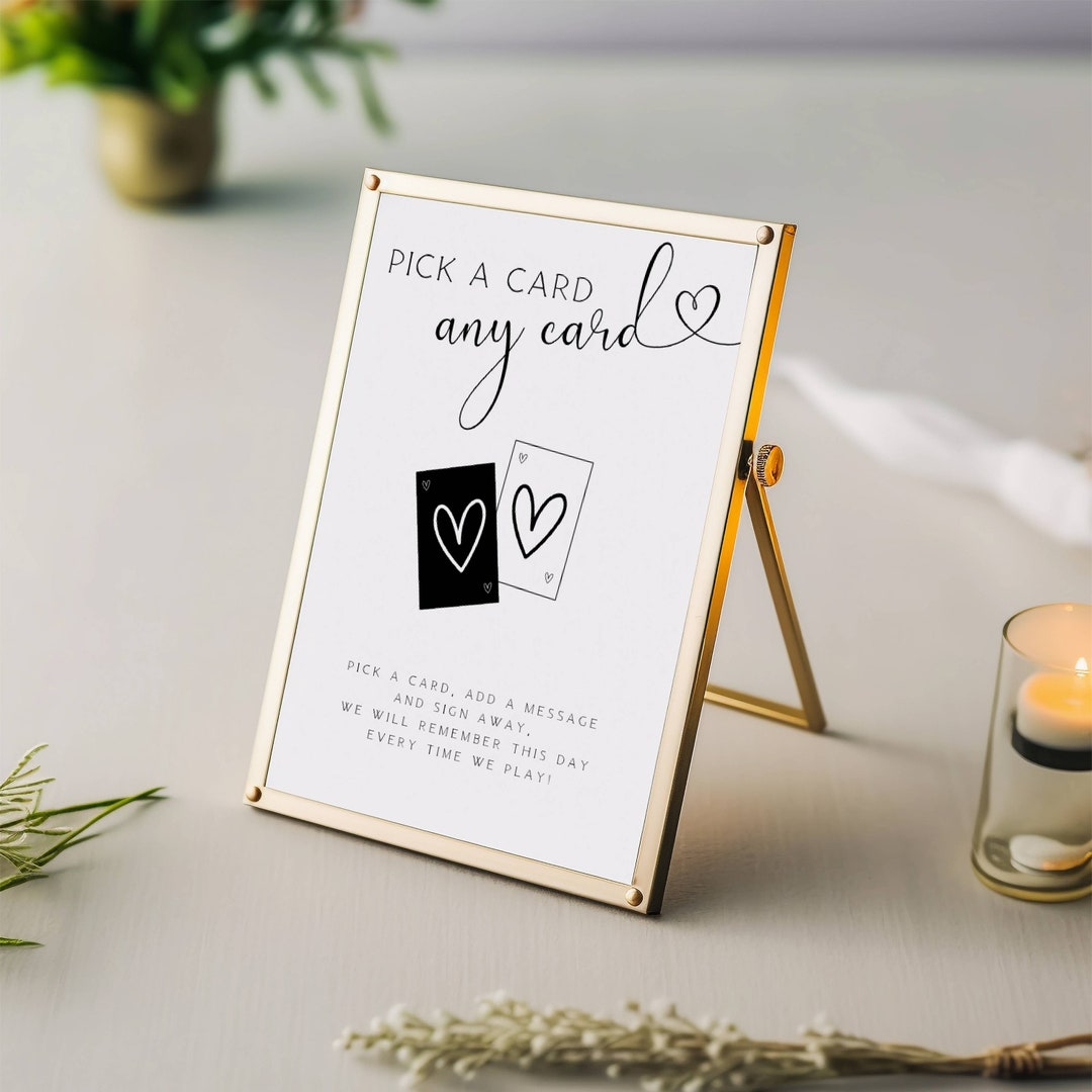 Playing Cards Wedding Guest Book Sign: Minimalist Template (digital ...