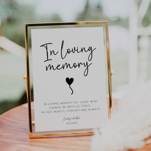 In Loving Memory Sign, In Loving Memory Template, Wedding Memorial Table Sign, Celebration Of Life Sign FLD069 - 5x7&quot; & 8x10&quot;.
