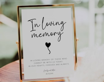 In Loving Memory Sign, In Loving Memory Template, Wedding Memorial Table Sign, Celebration Of Life Sign FLD069 - 5x7" & 8x10".