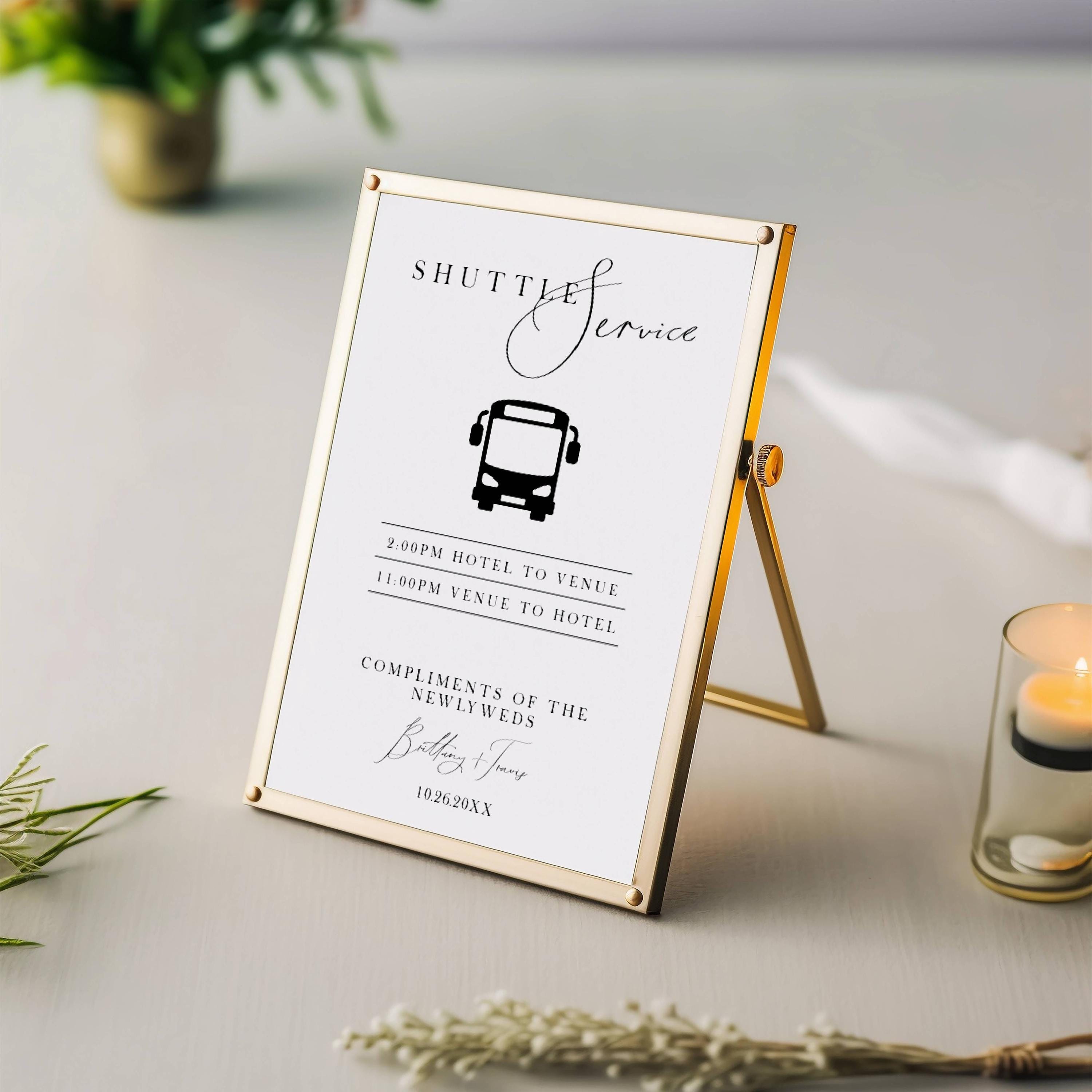 Wedding Shuttle Sign: Elegant Transportation Schedule (instant Download ...