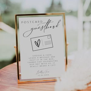 Postkarte Hochzeit Gästebuch Schild, Schild Unser Gästebuch, Hochzeit Postkarten Vorlage, Gästebuch Schild für Postkarten FLD101 - 13x18,8x20,5cm