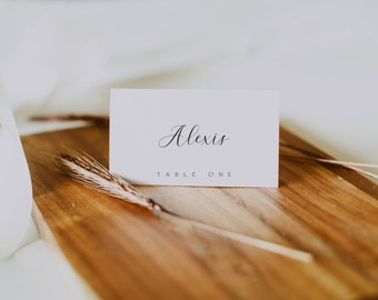 Modern Wedding Place Card Template: Minimalist Folded Name Card (Digital Download)