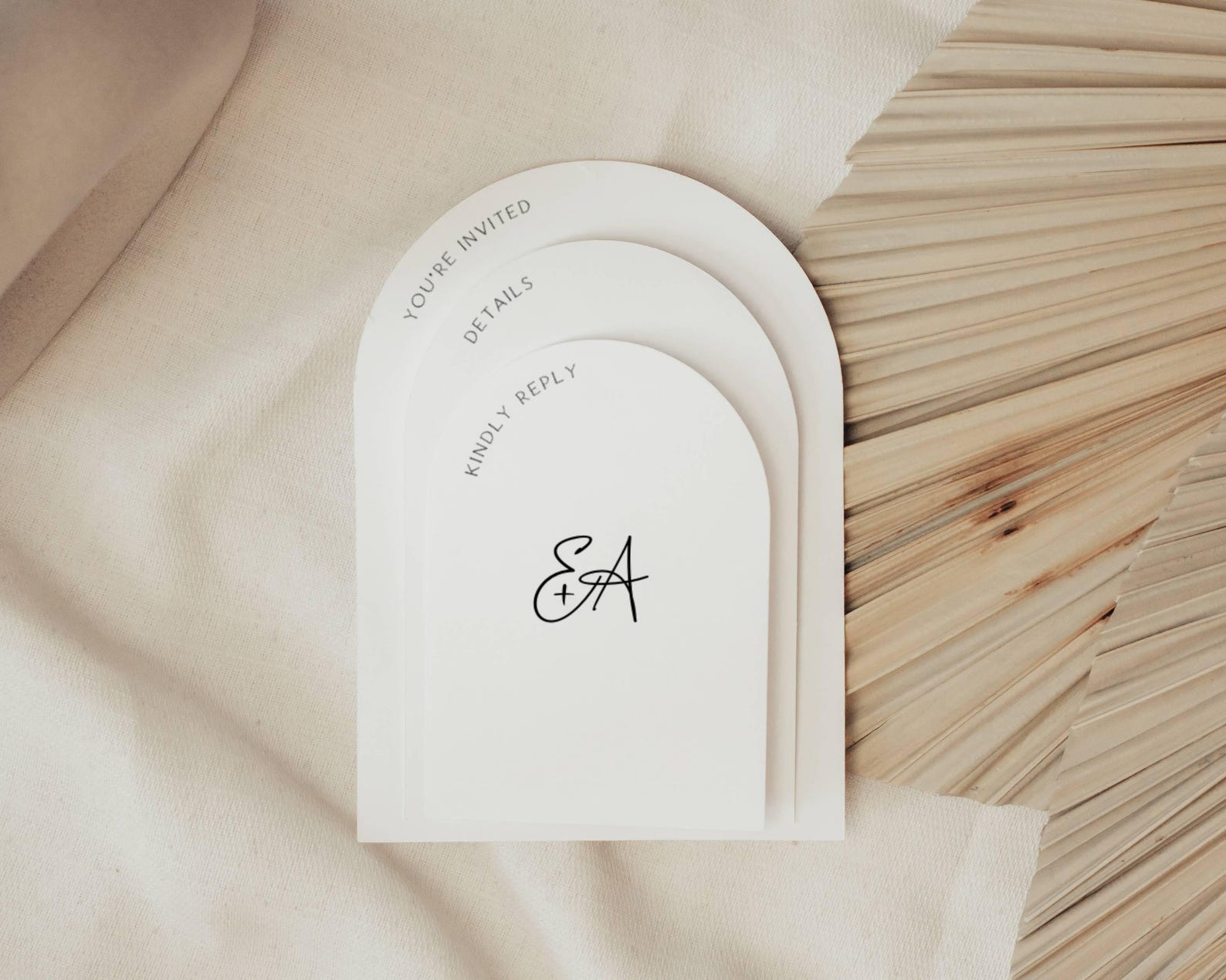 Simple Stack Invites Diy Arched Wedding Invitation Set: Stacked Minimalist Design (digital ...