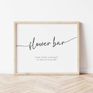Flower Bar Sign Template, Landscape Bouquet Bar Sign, Make a Bouquet to Take on Your way Sign, Minimalistic Wedding Sign  FLD069 - 5 x 7&quot;