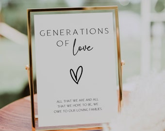 Generations of Love Wedding Sign: Modern Minimalist Decor (Digital Download)