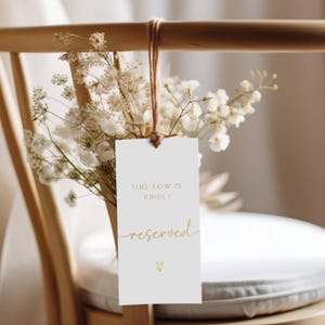 Gold Reserved Row Tag, Wedding Reserved Signs, Reserved Chair Tag, Templett Instant Download, Reserved Seat, Wedding Ideas FLD069G - 4x8”